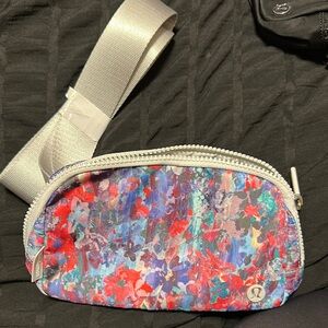 Lululemon Athletica Red and Blue Crossbody Bag with Artistic Design